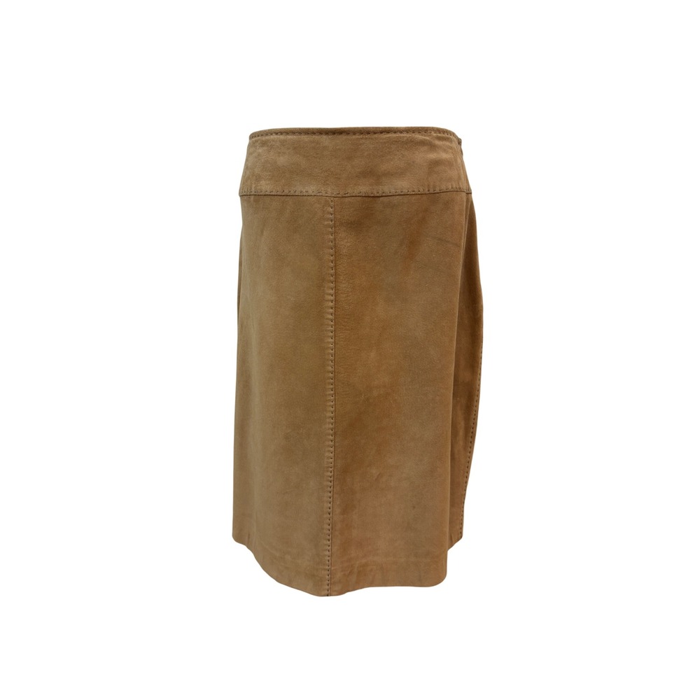 Kate Hill Suede Leather Skirt Women 8 Tan Western A-Line Knee Length rodeo Boho